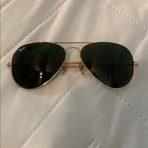 Authentic Ray Ban Gold Large Aviator Sunglasses